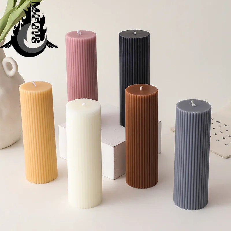 

Decor Pillar Aromatherapy Candle Vertical Striped Roman Colored Scented candles scented Dinner Table Candle Room Decor Aromatic