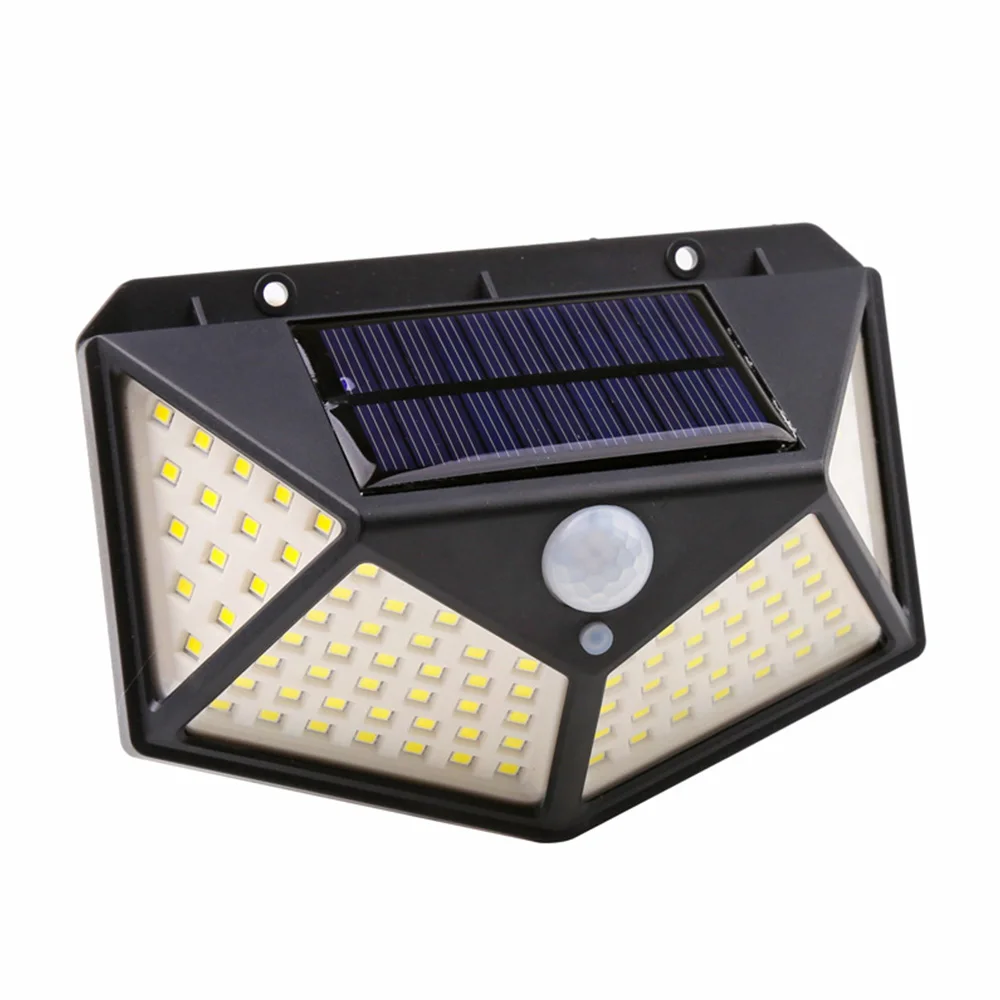 

100 Pieces LED Solar Lights Four Sides Waterproof PIR Motion Sensing Light Power Garden Decor 4 Pack Landscape Wall Lights