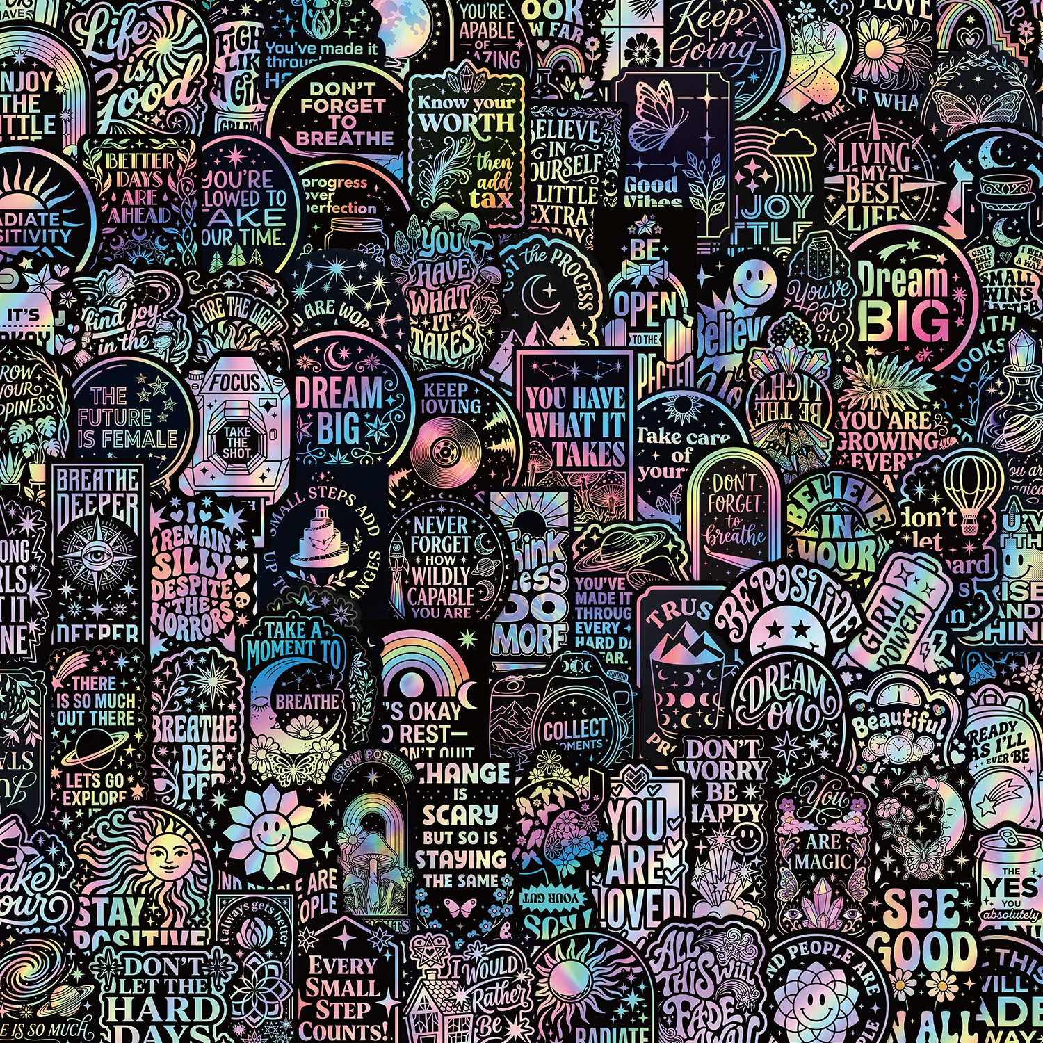 50/100 Stück Motivationsaufkleber mit Sprüchen, Ermutigungs- und Inspirationszitaten, Scrapbook-Aufkleber für Büro, Studierzimmer, Schreibtisch