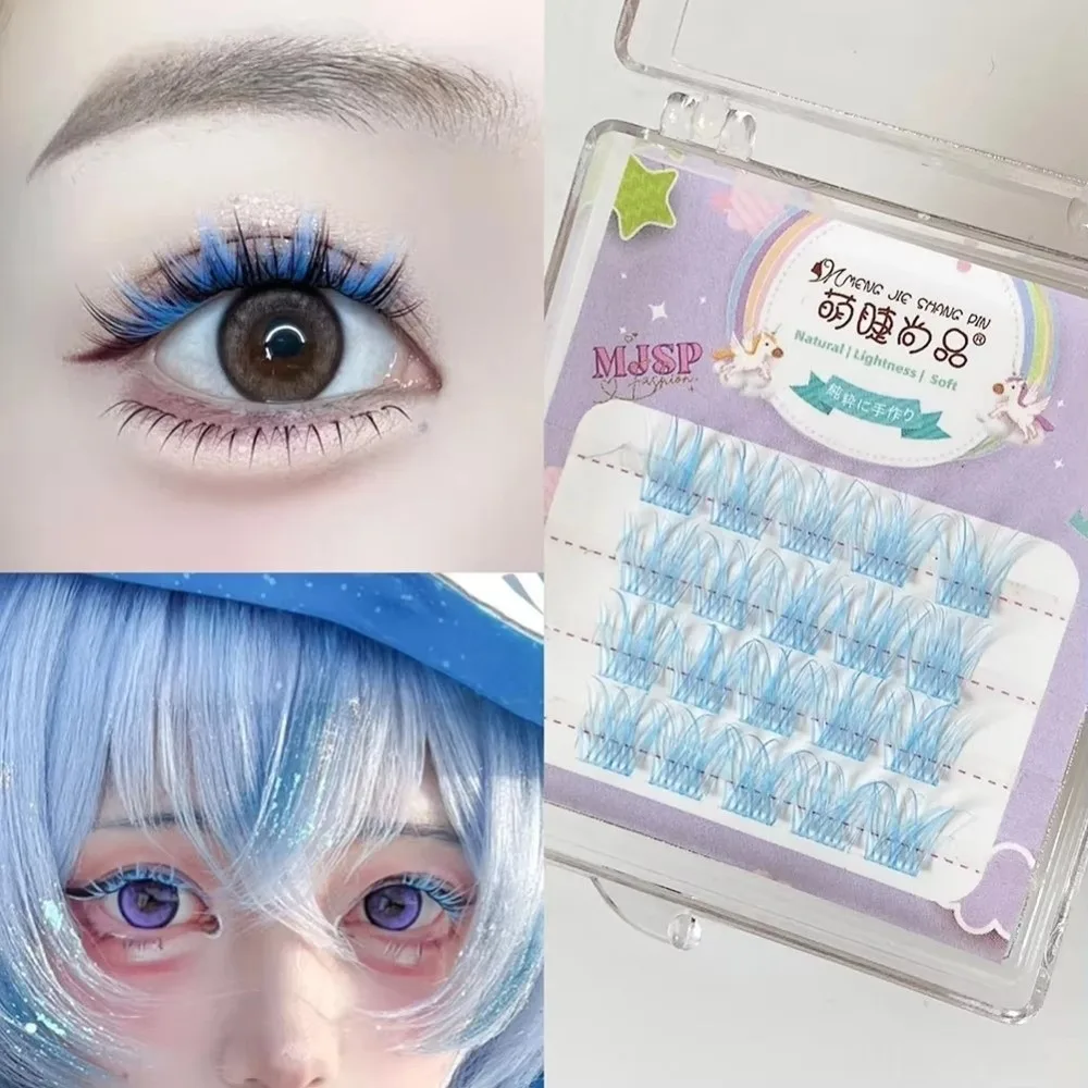 Colorful False Eyelashes Natural Look Wispy Style Eyelash Extensions Extension Clusters Purple Red Blue White Eyelash Clusters