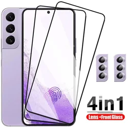 4in1 Tempered Glass for Samsung S22 S23 S21 Plus S20 Fe S24 Ultra  A15 A55 A35 A25 A32 A52 A73 5G Screen Protectors Lens Films