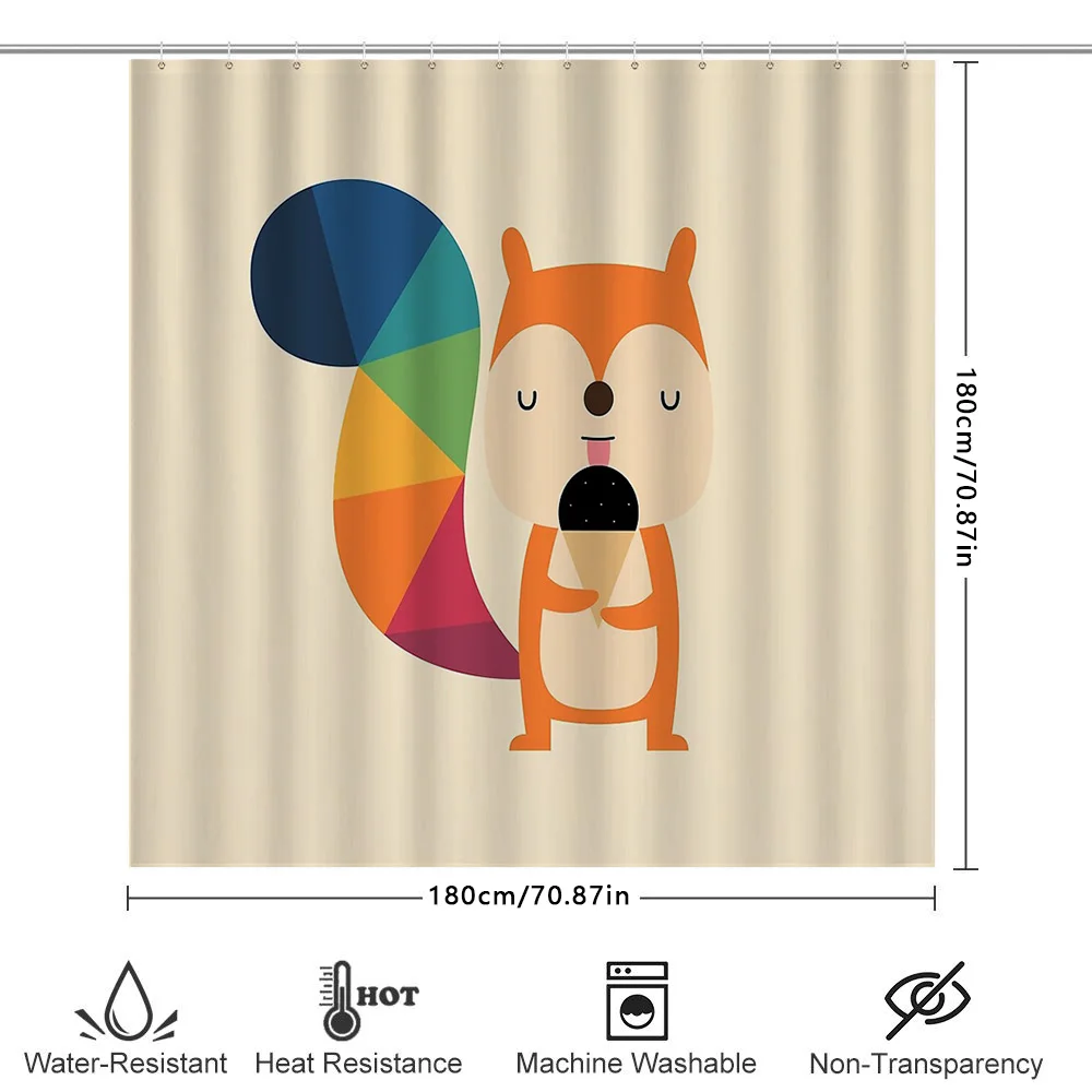 لطيف الغابات الحيوانات دش الستار الغابات الثعلب الغزلان أرنب الحمام ديكور مجموعة مقاوم للماء خمر مزرعة نمط المنزل #6