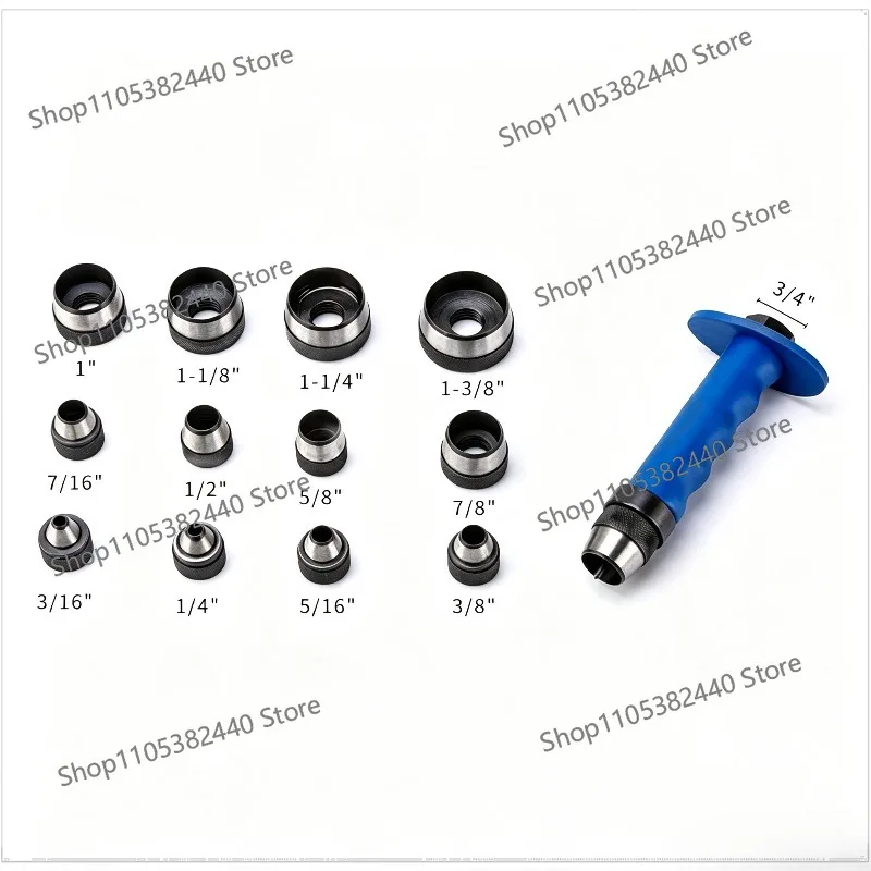 14-Piece Replaceable Leather Hole Punch Set, DIY Belt Punching Tool with Interchangeable Hollow Punches