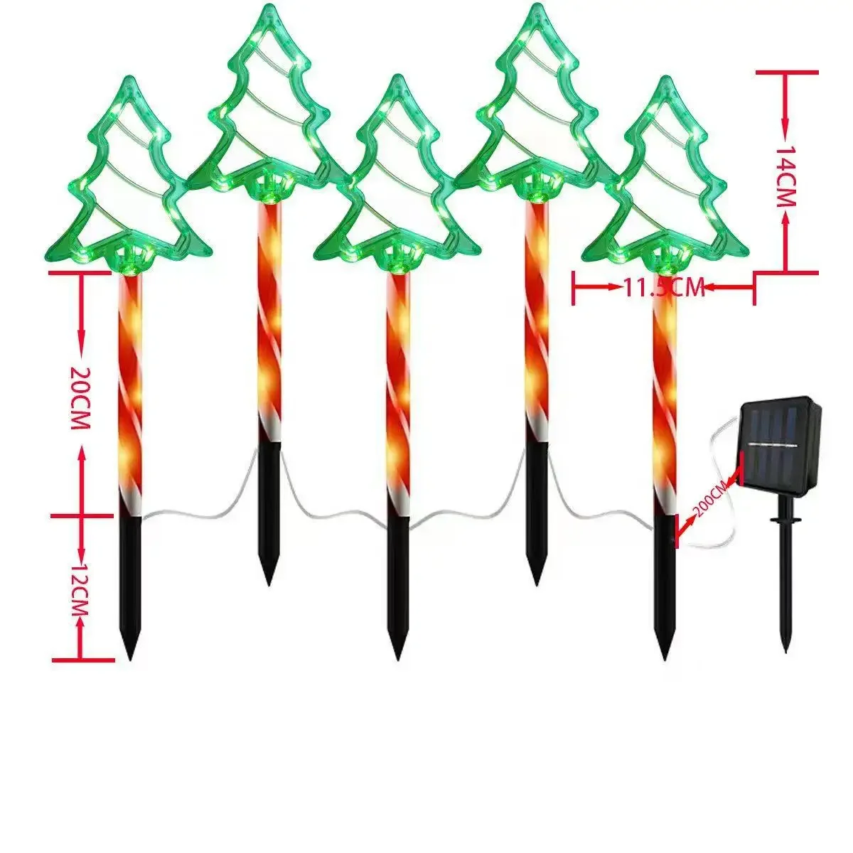 Outdoor Christmas Candy Cane Lights Waterproof LED Walking Path Tree Decorations for Festive Garden Landscape