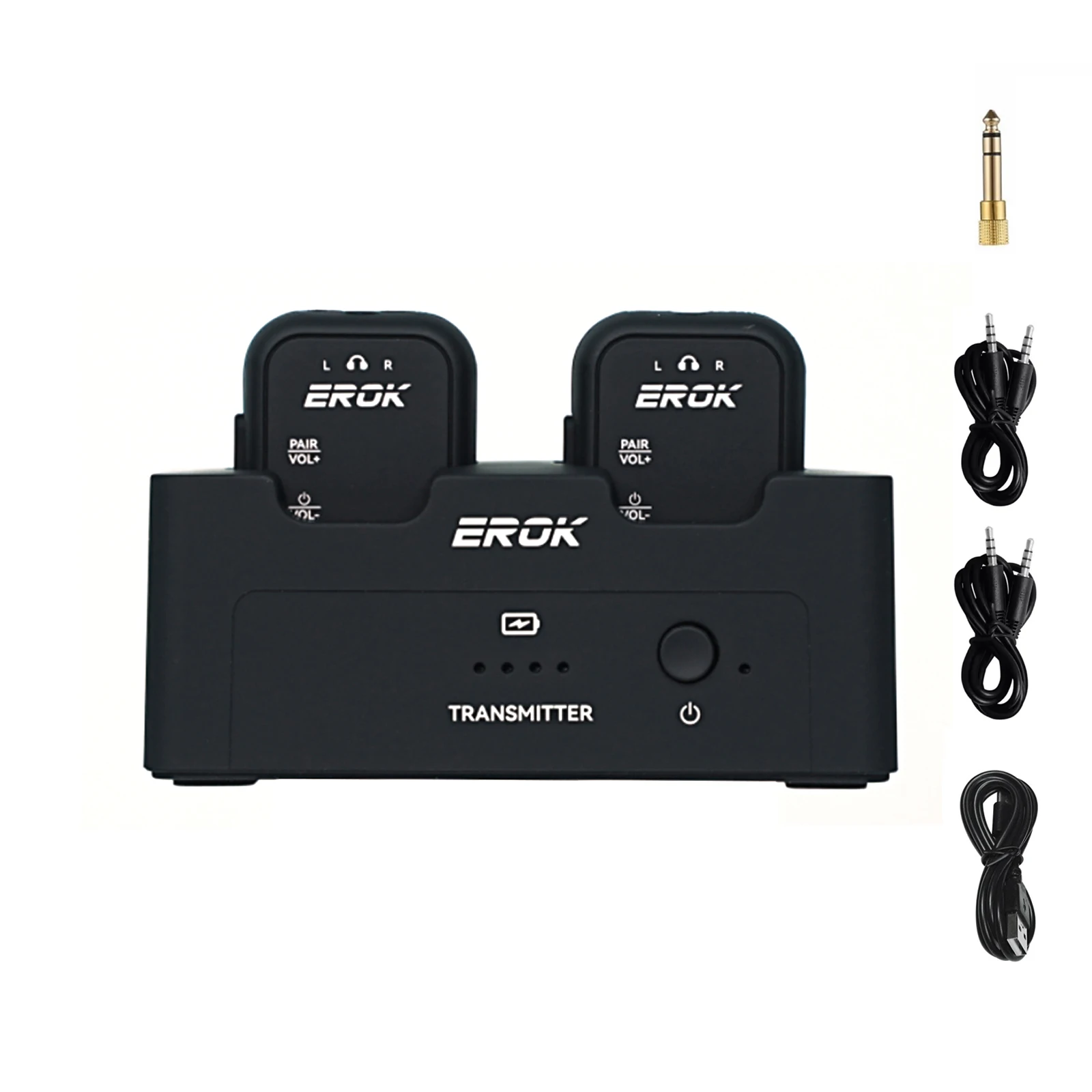EROK WP-12 2.4GHz Wireless In-Ear Monitoring System|1Tx+2Rx System w/3ms Ultra-Low Latency|24H Playback|1800mAh Charging Case ﻿