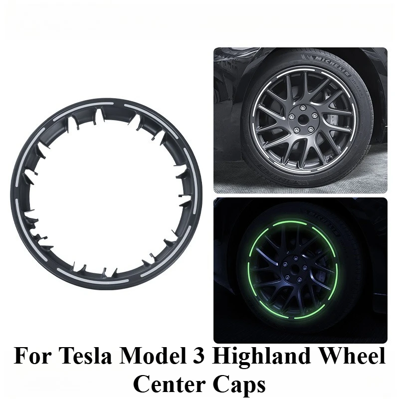 

Центральные колпаки колес Highland для Tesla Model 3, чехлы на ступицы с полуоправой, светящиеся белые внешние накладки, аксессуары для модификации обновления
