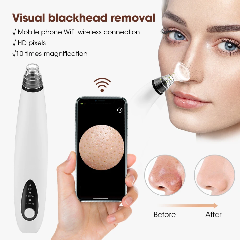Visual Facial Blackhead Remover Electric Deep Pore Acne Pimple Removal Vacuum Suction Diamond T Zone Beauty Tool Face Household