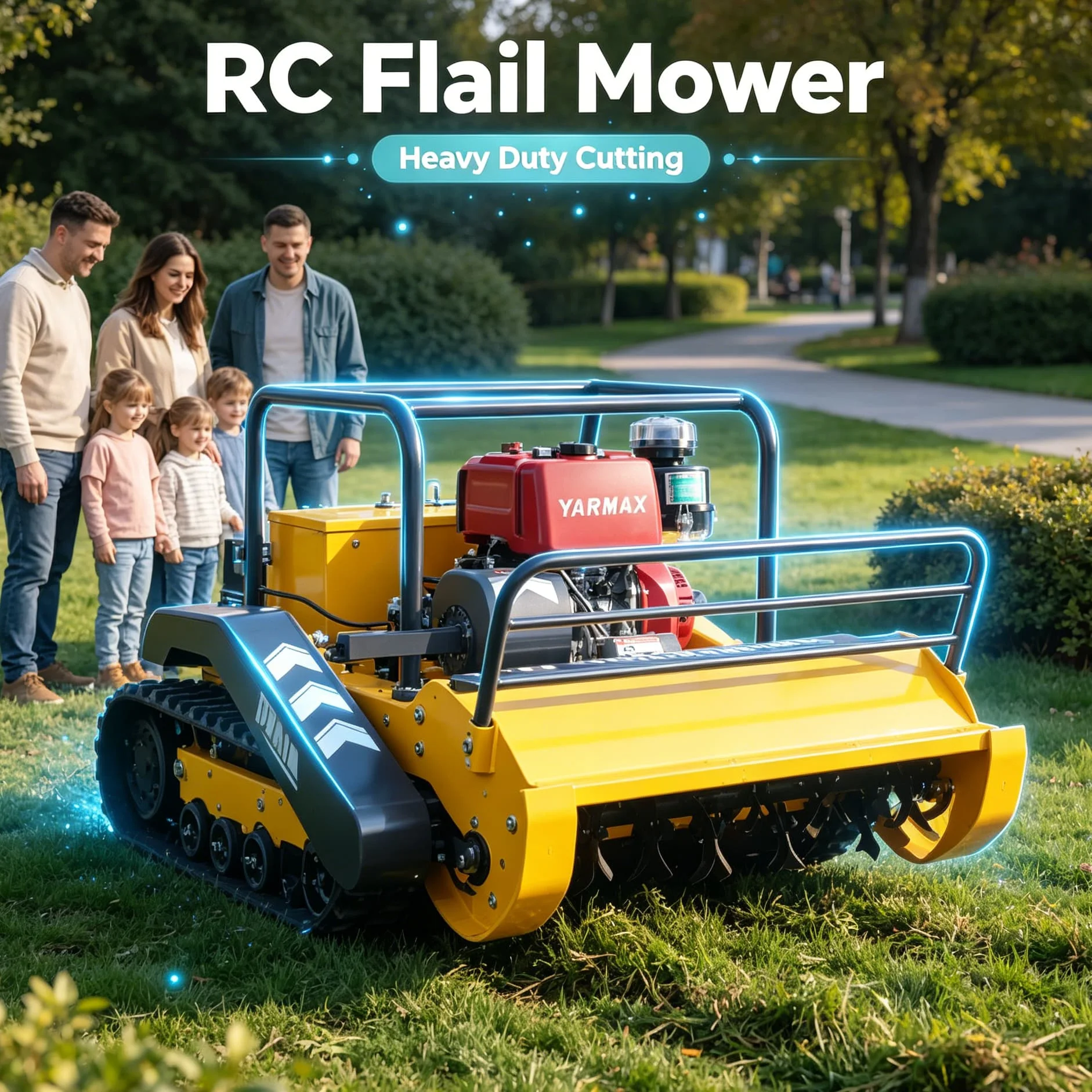 Customized radio control mower crawler Flail Remote Lawn Mower, Self-propelled Crawler Grass Trimmer, Stable Cutting Device