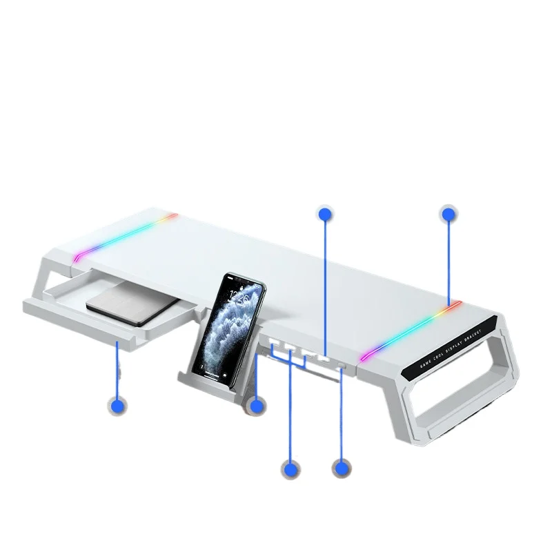 For monitor heightening rack with usb office station desktop computer screen heightening rack with drawer storage desktop