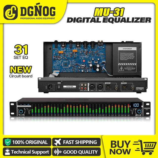 Dgnog mu-31プロフェッショナルデジタルイコライザー31バンドステレオデジタルエフェクトledグラフィックイコライザーコントローラー オーディオプロセッサー - AliExpress