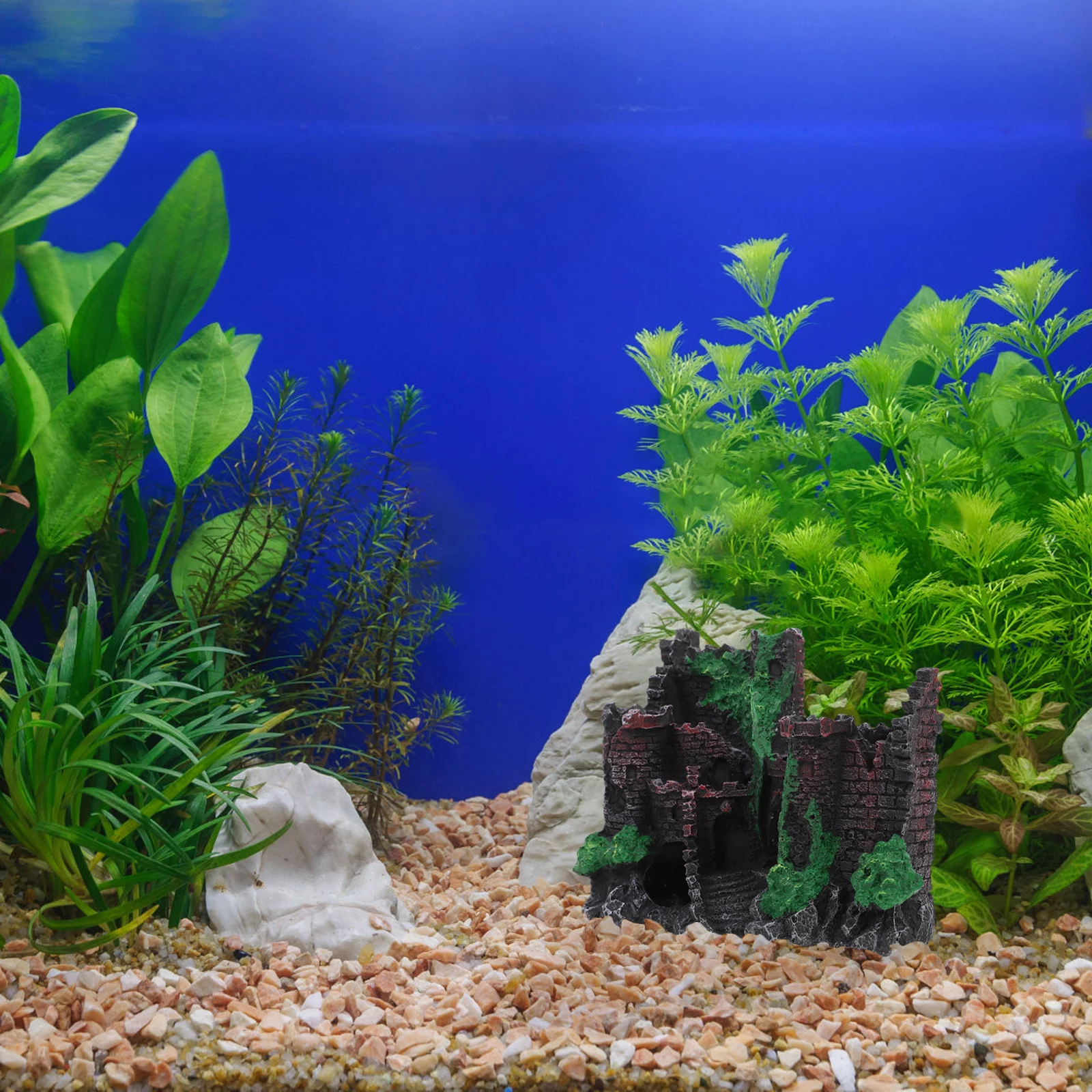 

Aquarium Castle Decorations Tank Hideout Cave Resin Ornament For Small Fish Shrimp Breeding Durable Vivid Color Landscape Fish