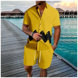 Multicolor Wave 3D Print Men Shirt Sets Fashion Short Sleeve Shirt Oversized Beach Shorts Streetwear Hawaiian Suits Clothes