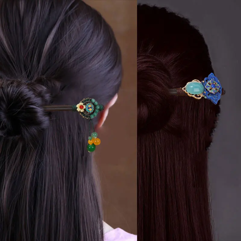 

Coiled Cheongsam Han Clothing Accessories Costume Hair Puff Hair Walking Tassel Anti-Ebony Tiara