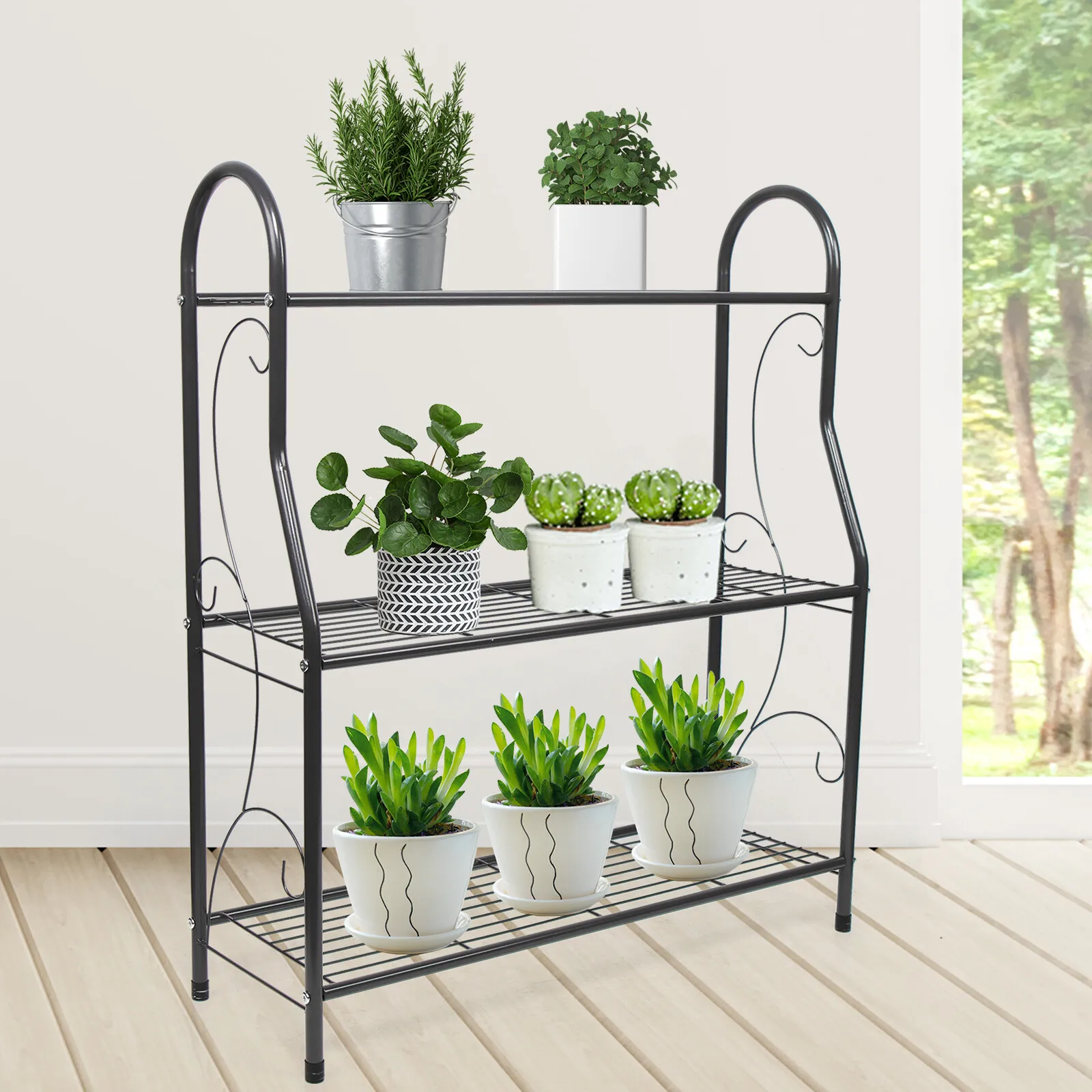 

3 Tier Metal Plant Stand Flower Pot Rack Holder Indoor/Outdoor Shelf Plant Stand