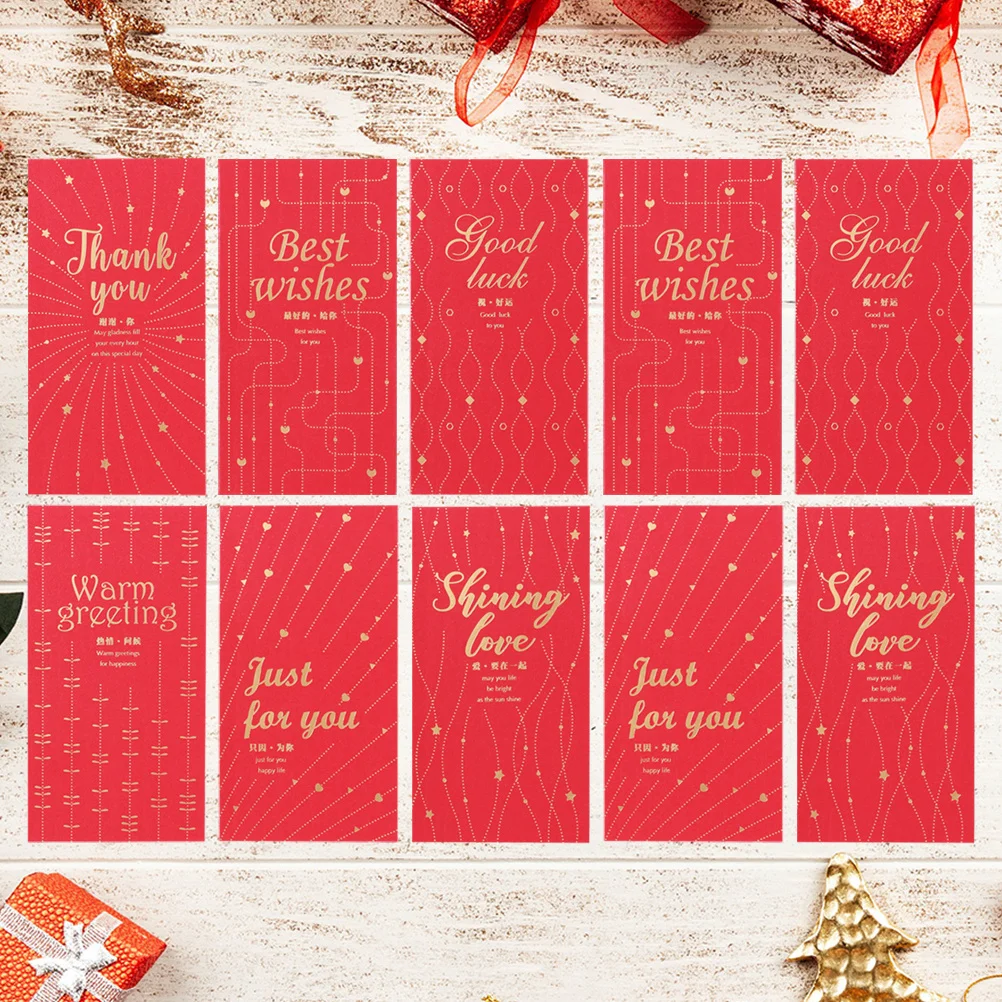 36Pcs Retro Red Pocket Money Envelopes Chinese Theme Gift Bags for Lunar New Year Celebration Holiday Surprise