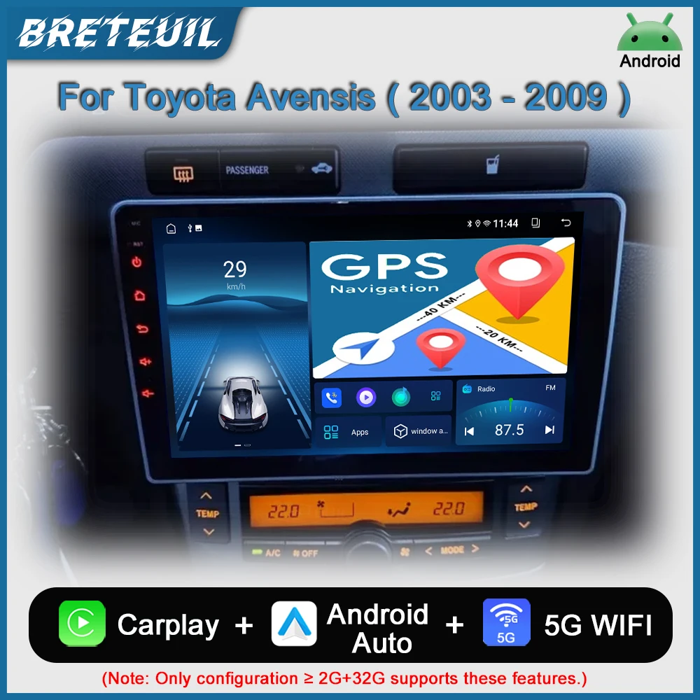 Para Toyota Avensis T250 2 II 2003 2004 2005 2006 2007 2008 2009 Android Car Radio Multimedia Video Player Navegación GPS Carplay Pantalla táctil Auto Estéreo Sistemas inteligentes