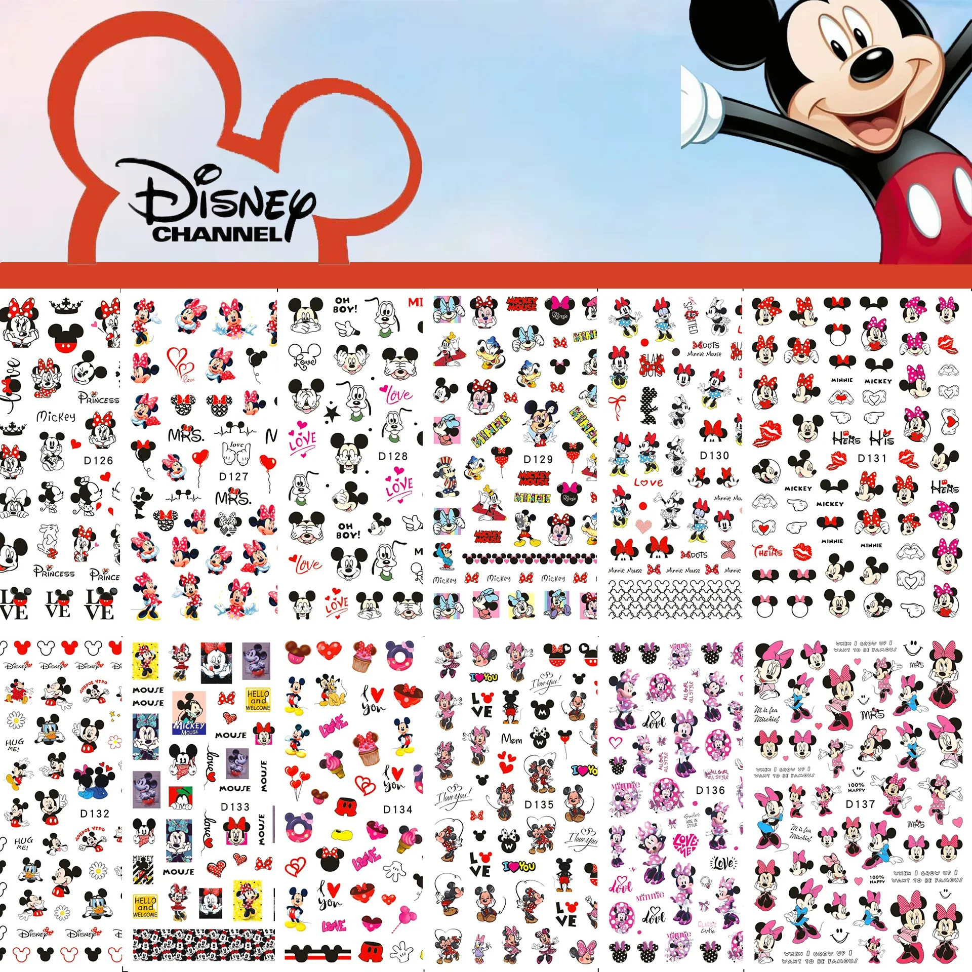 

1PCS Disney Mickey Series Nail Stickers Cute 3D Minnie Nail Decoration Self-Adhesive Stickers Nail Supplies Nail Decals