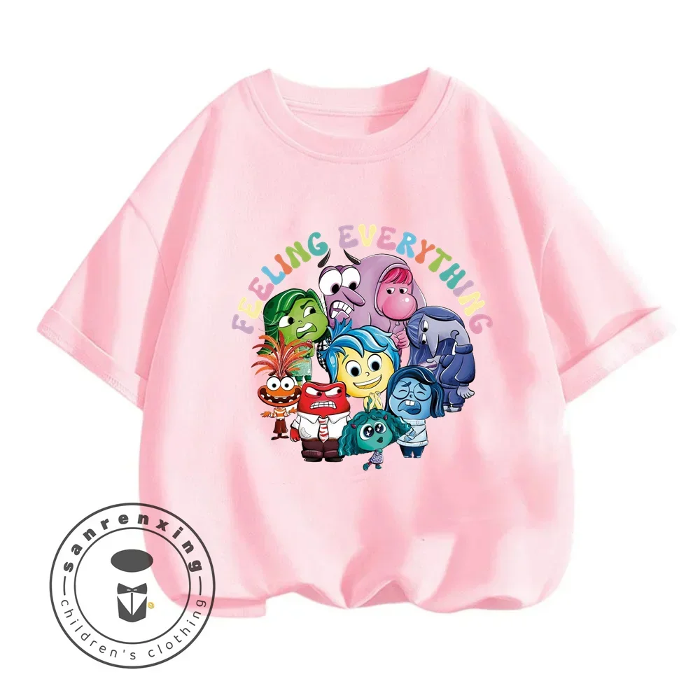 

Fun and Fashionable Cartoon Inside Out's Summer Short Sleeve Playful Childhood Style Design Suitable for Boys Girls Aged 3-14