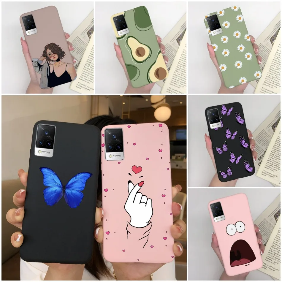 For Vivo V21 Case V2066 V2050 Soft Silicone Cute Painted Cover For Vivo V21E V 21 4g 5g Phone Cases Shockproof Bumper Slim Funda