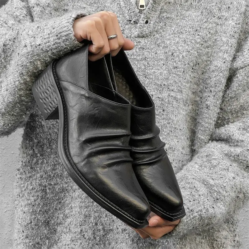 2026 Men's and Women's Upturned Leather Fashion Casual Shoemakers Division Folding Platform Commuting Increases Derby Shoes
