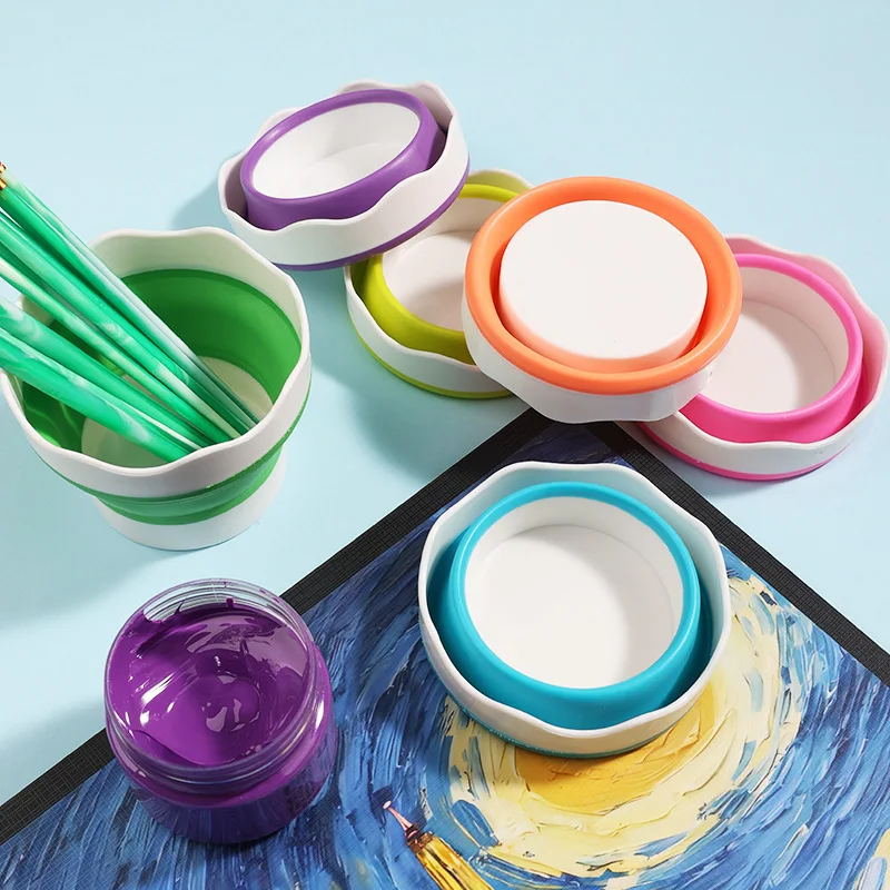 4pcs Silicone Pen Washing Bucket | Compact, Universal, Soft And Durable, Easy to Clean, for Outdoor Sketching/Studio/Home Use