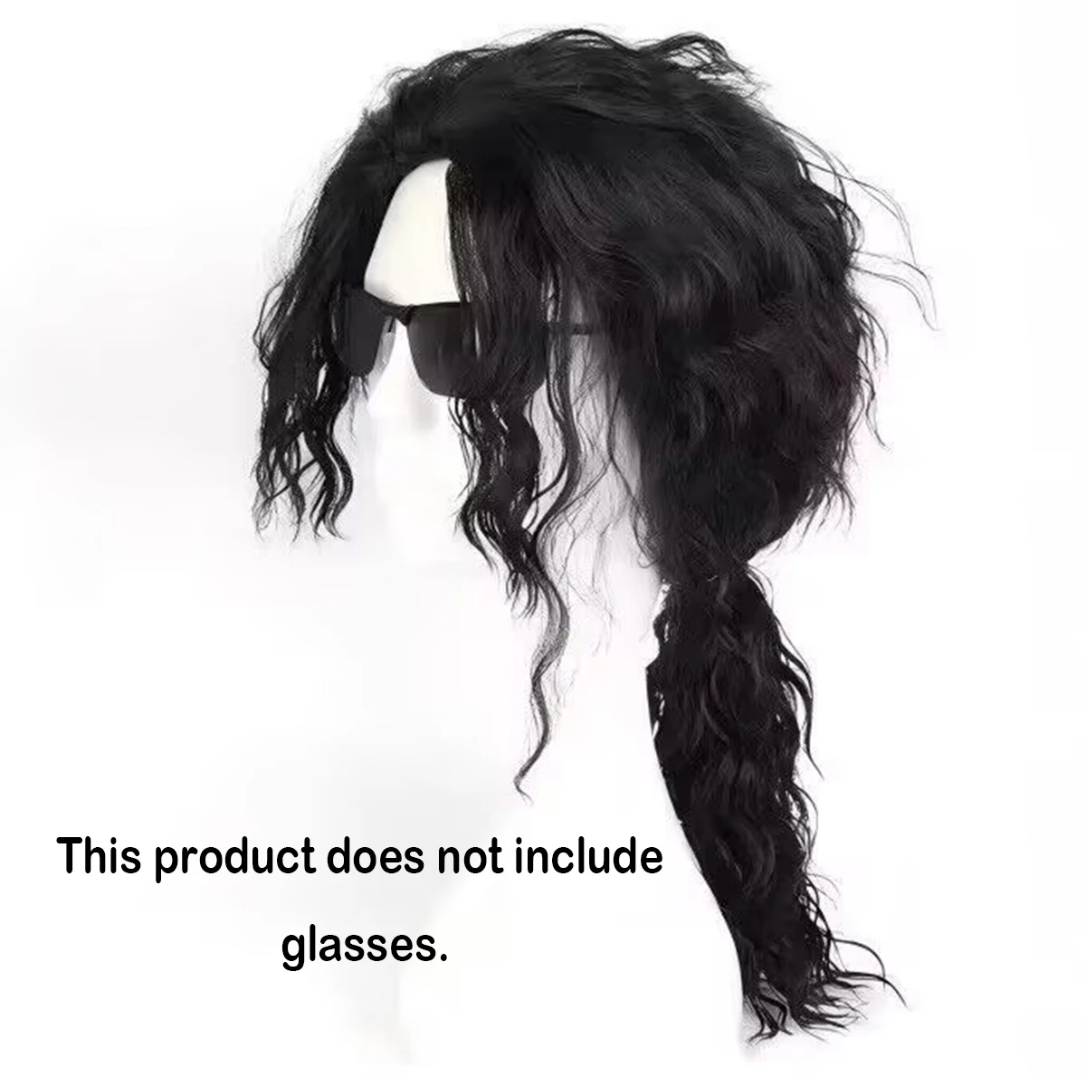 Michael Jackson Synthetic Cosplay Wig - Black Medium Long Curly Hair Wig for MJ King of Pop Costume Role Play & Performance