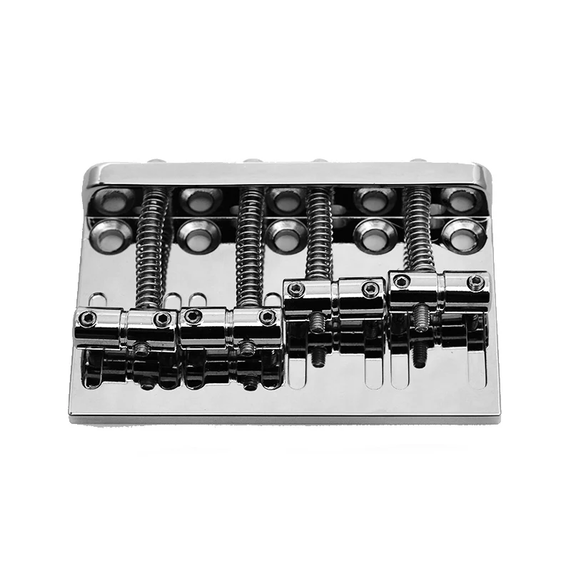 Vintage 4 String Bass Bridge Length 79.5x53 / 49.5MM Bass Fixed Bridge Saddle Top Load Black/Chrome