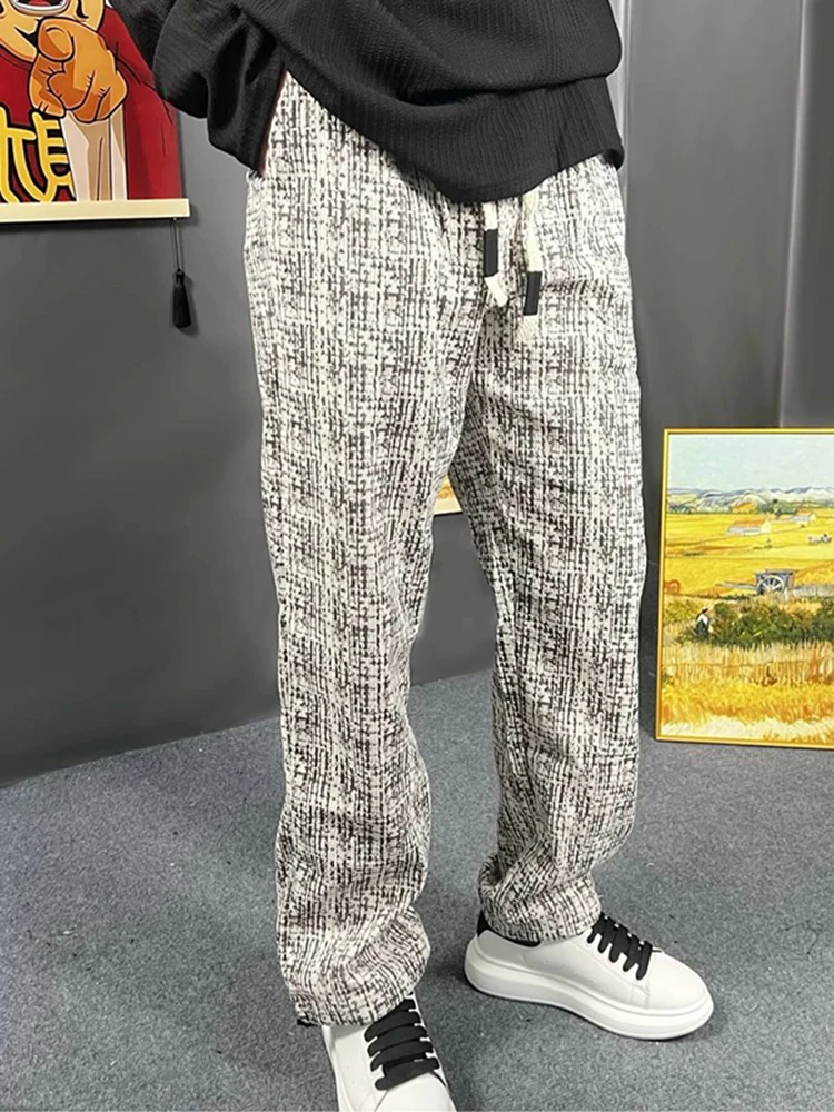 

Men's Corduroy Tie-Dye Straight Leg Casual Pants Autumn Winter American Retro Fce Lined Loose Lazy Sle Camouflage