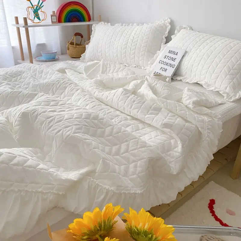 Korean Style Quilted Summer Quilt Blanket Lightweight Cooling Air-conditioning Comforter Quilt Soft Thin Quilt Machine Washable