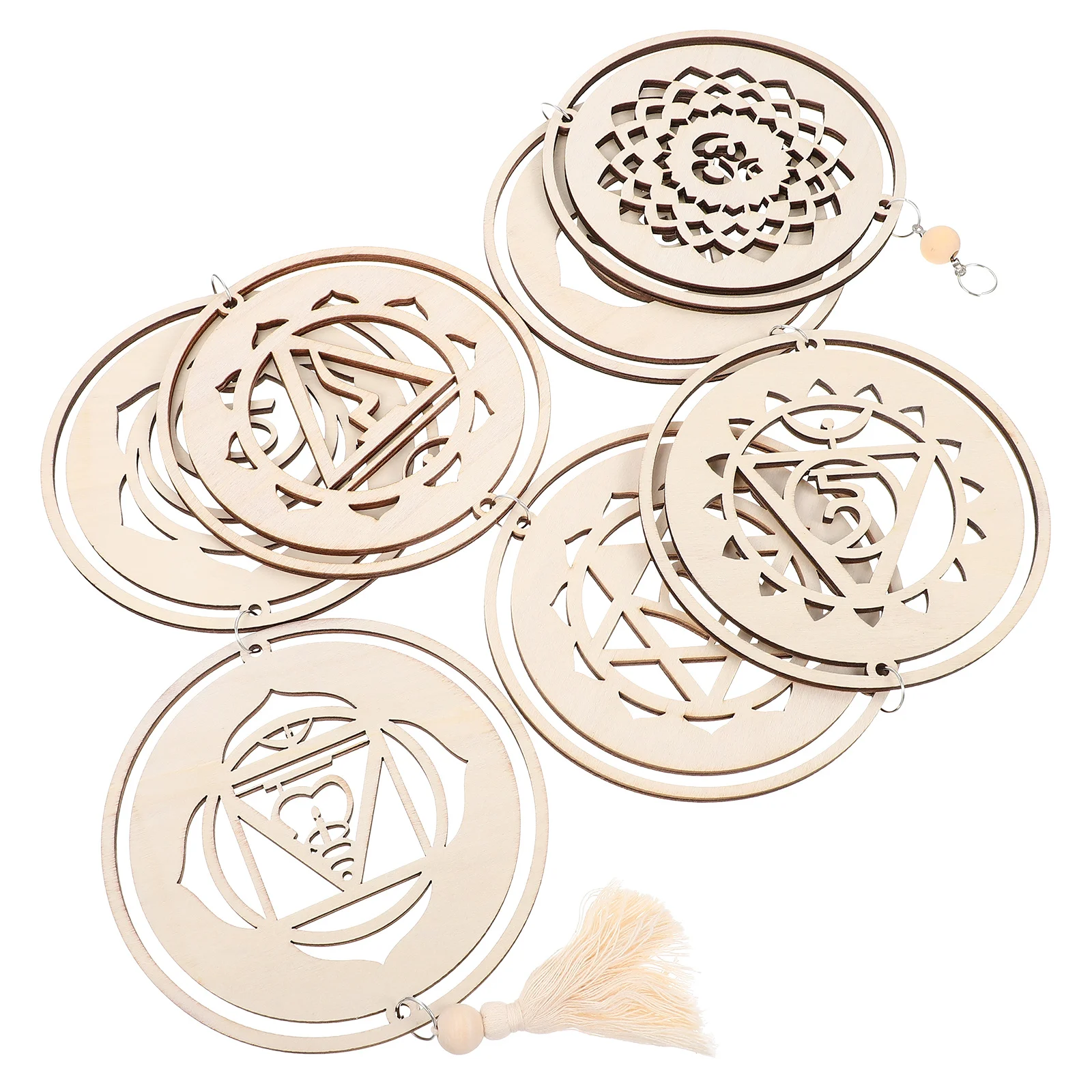 

Wood Chakra Stone Wall Pendant Bohemian Style Wooden Wall Hanging Indoor Decor Home Bar Restaurant Decoration Wood Decor