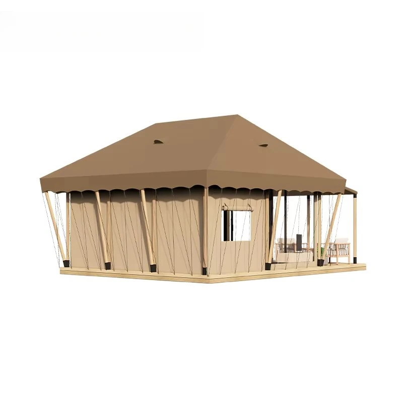 Outdoor  Supplier High Quality Wooden Pole Resort Camp Beach Canvas Safari Tent