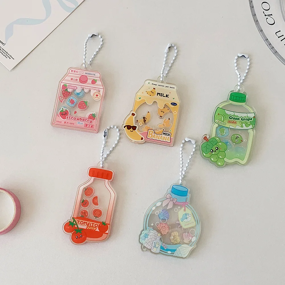 Acrylic Cartoon Backpack Charm Decorative Ornament Red Tomato Bubble Bottle Keychain Gift Accessory Bag Parts Accessories Yellow