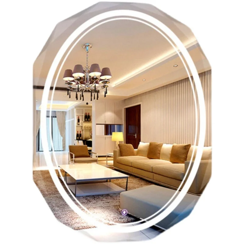 Smart Bathroom Wall Led Light Anti-fog Wall Luxury Round  Custom Vanity Oval Led Bath Mirror