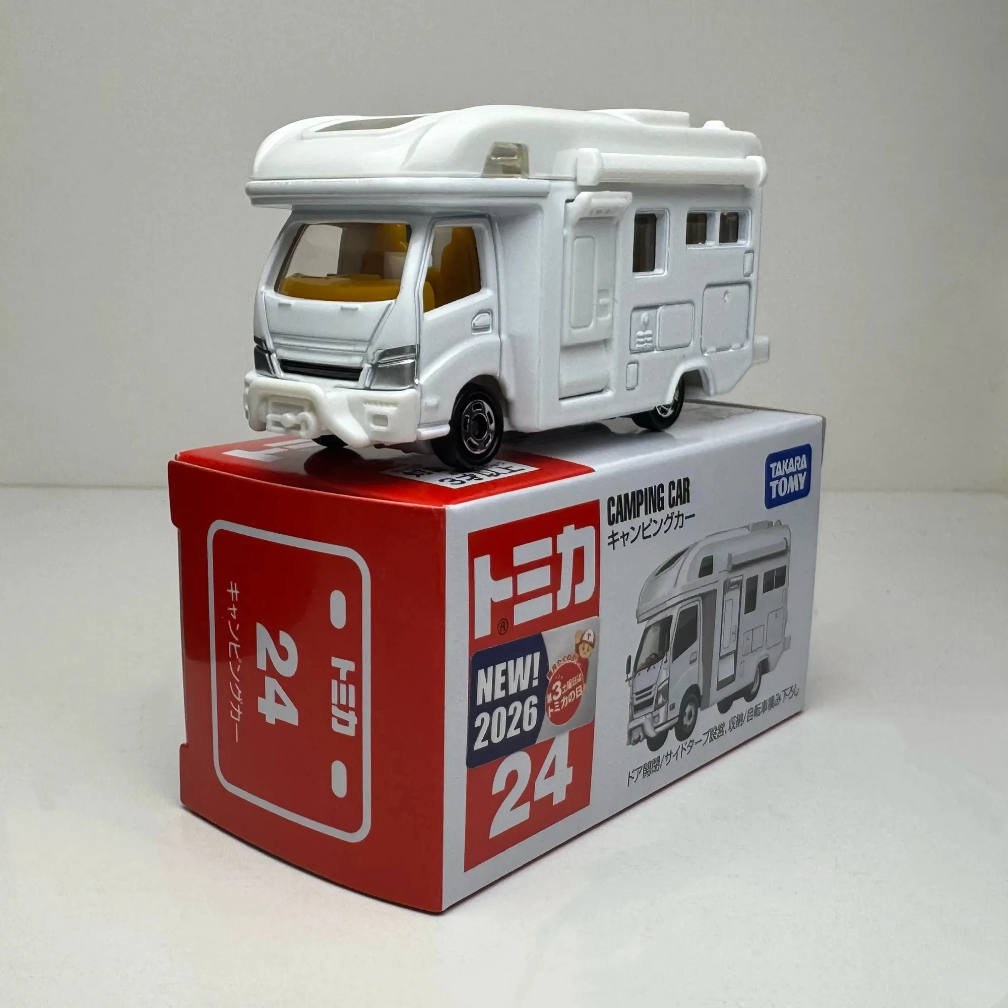 Takara Tomy Tomica No.24 Camper Van Red Box Diecast Alloy Car Model Collectible Mini Vehicle Tabletop Ornament Birthday Toy
