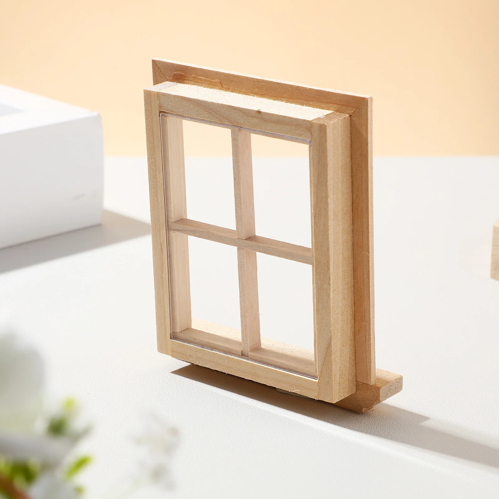 

2 pcs Four-grid Window Puzzle Materials Mini Unfinished Dollhouse Furniture Toys Tiny Room Decorations DIY Accessories