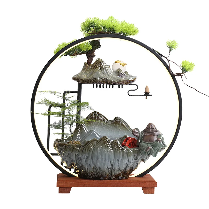 Chinese style flowing water ornaments for household use circulating water rain curtains humidifiers Incense Cones with Backflow