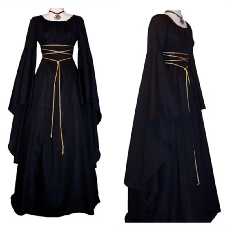 

2022 New Medieval Witch Dress for Women Halloween Carnival Party Cosplay Performance Clothing Middle Ages Vampire Bride Costumes