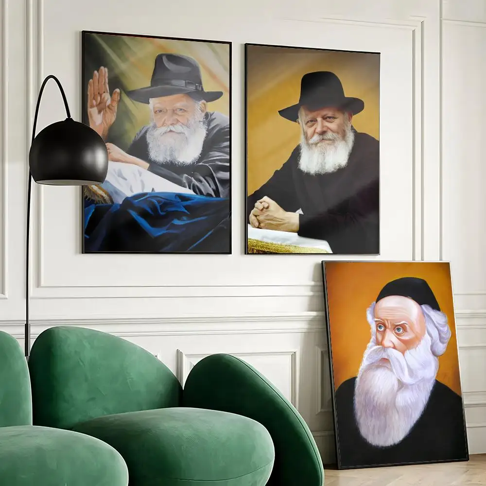Jewish Rabbi Lubavitch Poster Waterproof Wall Art Sticker for Home Bar Decoration, Self-Adhesive Room Wall Decor Mural