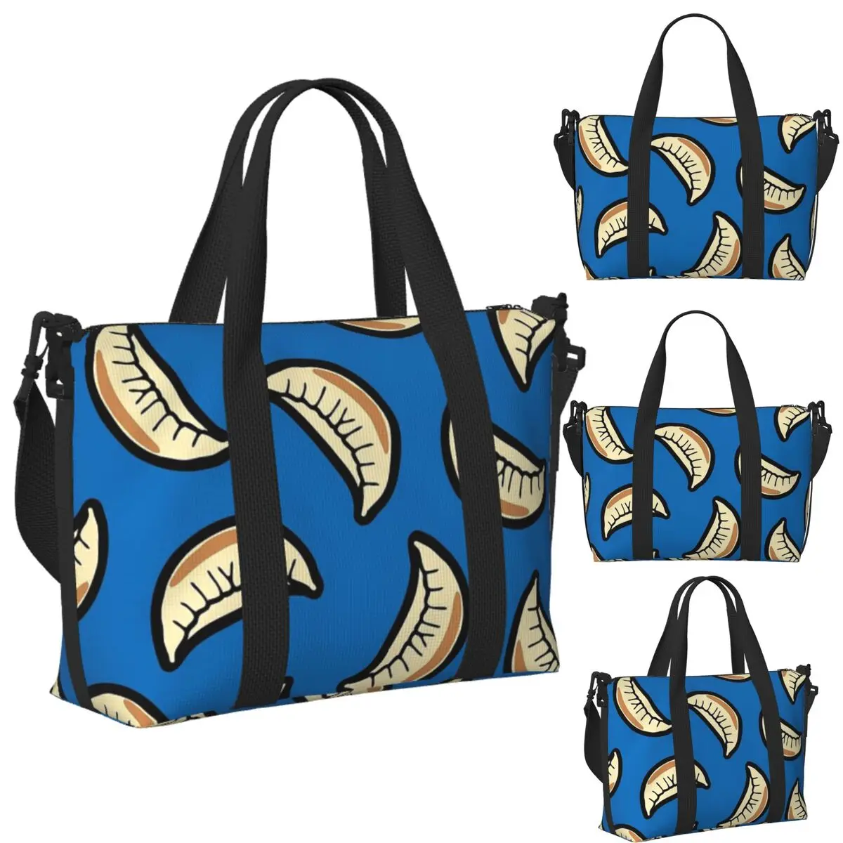 Bolso de viaje de playa con patrón de bola de masa Gyoza personalizado, bolsos de mano de gran capacidad para gimnasio, Yoga, bolso de compras para mujer, bolso de hombro