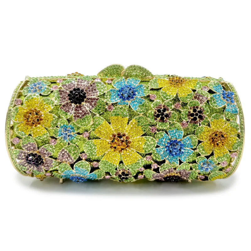 Latest Luxury Stone Clutch Multi-color Flower Diamond Dinner Bag Christmas Gift Banquet Bag Women Wallet Rhinestone Handbag