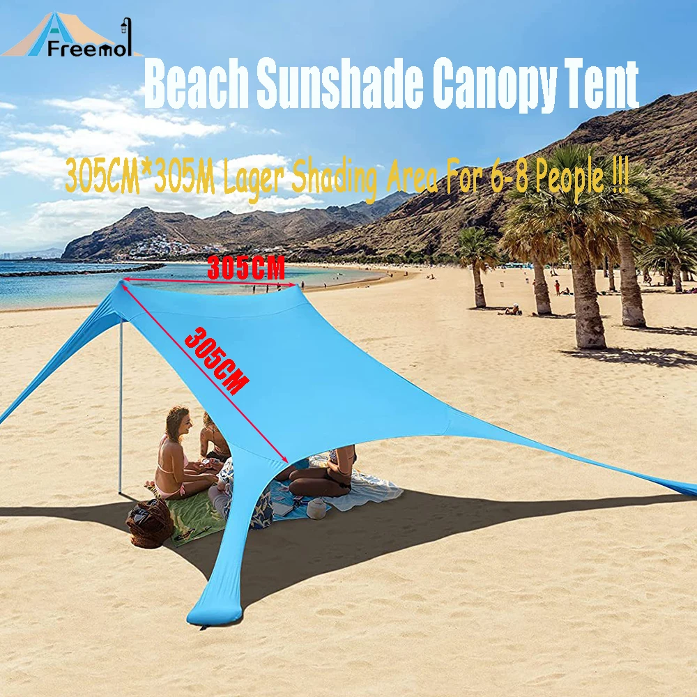 

10x10FT Lager Family Beach Tent Sunshade UPF50+,Portable Beach Shade Canopy with 2 Poles for Camping Trips, Picnics, Backyard