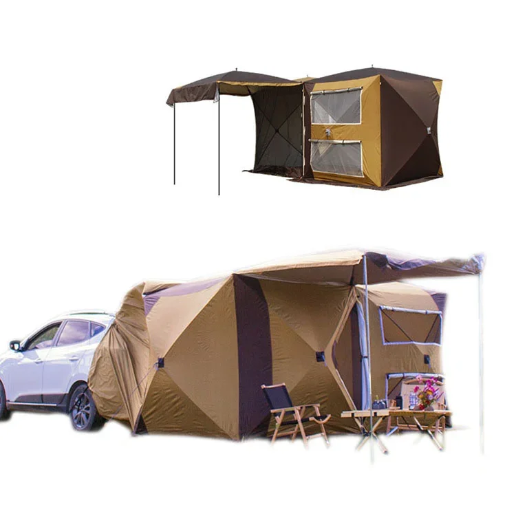 Double-Door Rear Tailgate Tent For Families Quick Automatic Opening Rainproof Moisture-Proof Fiberglass Pole For Outdoor Camping