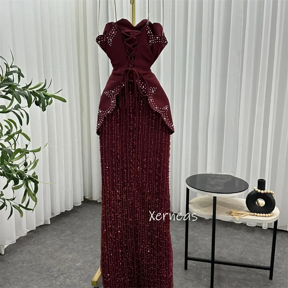 Sukienki na zamówienie, długie, bez ramiączek, sznurowane, z dżetami i koronką, luksusowe, eleganckie, wieczorowe, na przyjęcie, wesele, dla kobiet, na specjalne okazje.