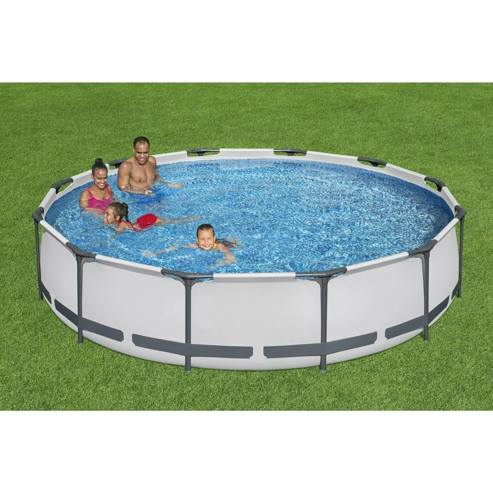 Pool, 12 Foot X 30 Inch Round Metal Frame Above Ground Outdoor Backyard Swimming Pool Set with 330 GPH Filter Pump, Hot Tubs