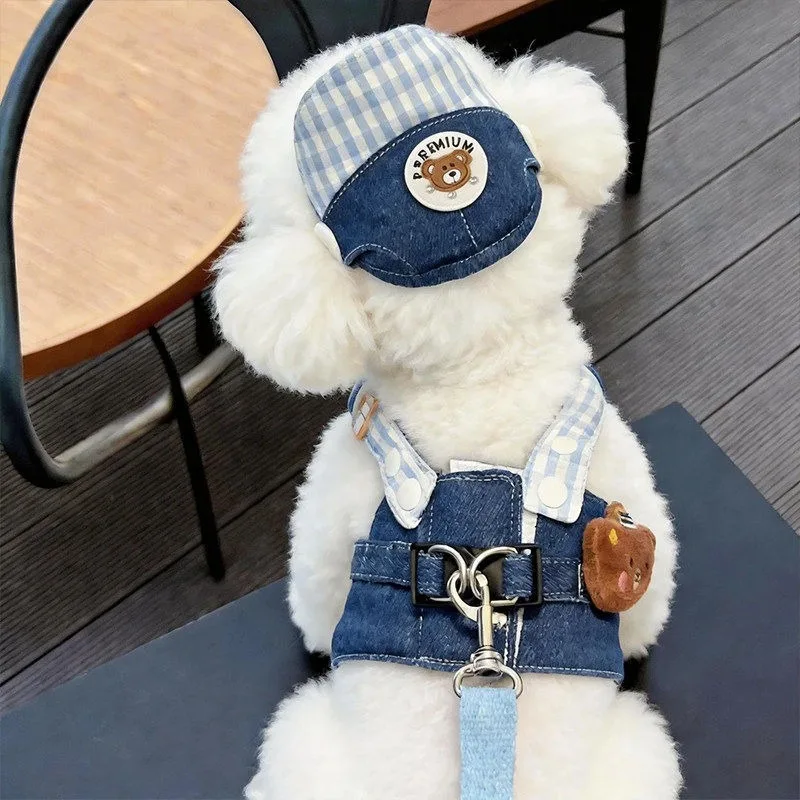 Cute Cartoon Dog Harness Vest With Adjustable Traction Rope Pet Walking Clothes For Teddy Bichon Pomeranian Small Dogs Outdoor - view 3
