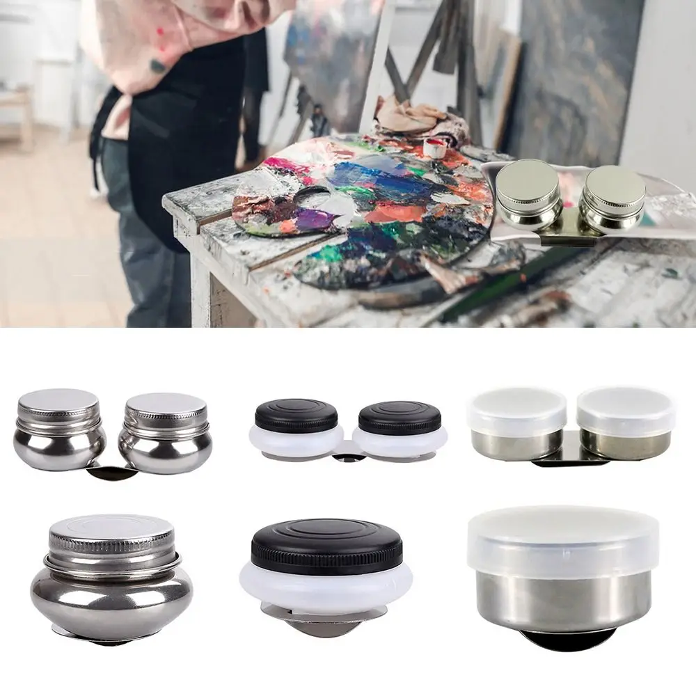 Durable Art Supplies Easy to Clean Single Hole Dipper Double Hole Dipper Painting Oil Pot Can be Clamped