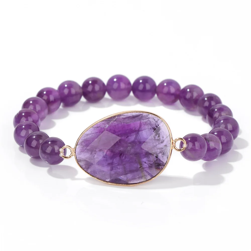 

Bracelet 8MM Natural Lapis Stone Amethyst Jewelry Agate Fashion Design Personalized New Gift Couple Wholesale