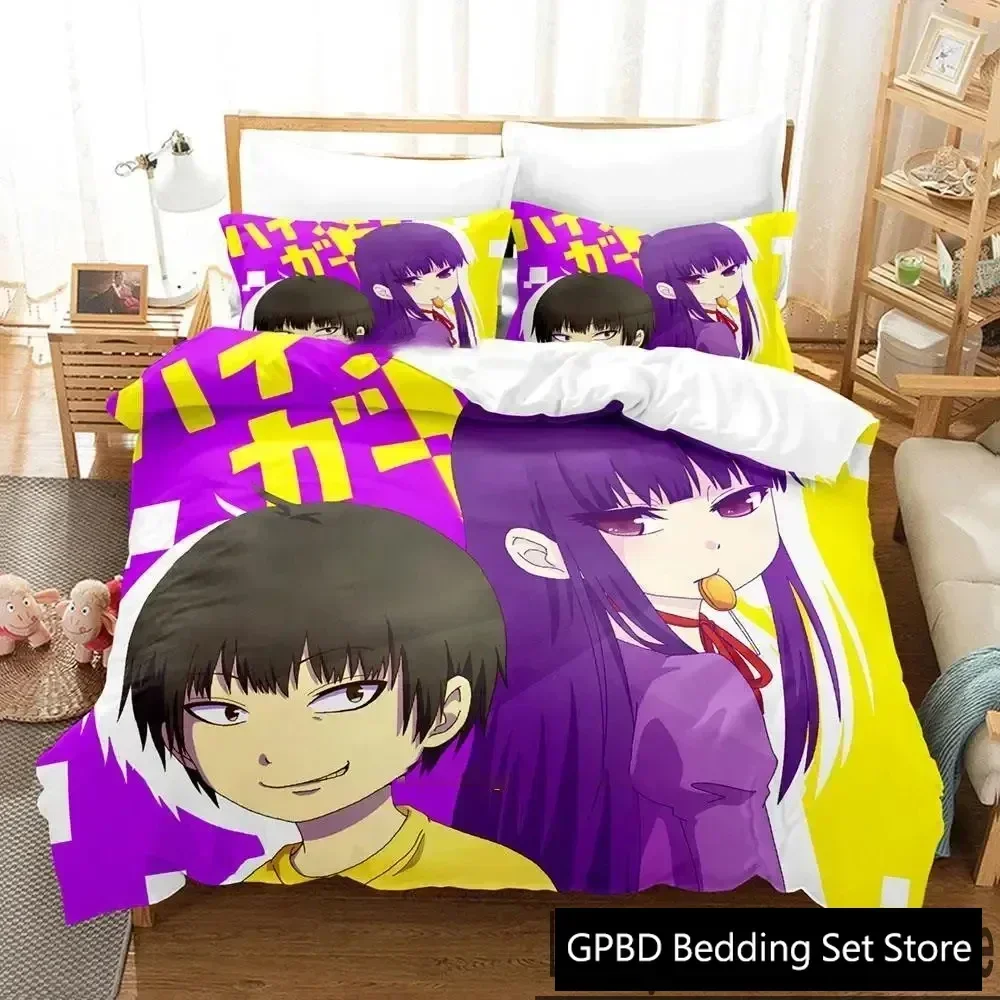 Hi Score Girl Anime Bedding Set Duvet Cover Bed Set Quilt Cover Pillowcase Comforter king Queen Size Boys Adult Bedding Set
