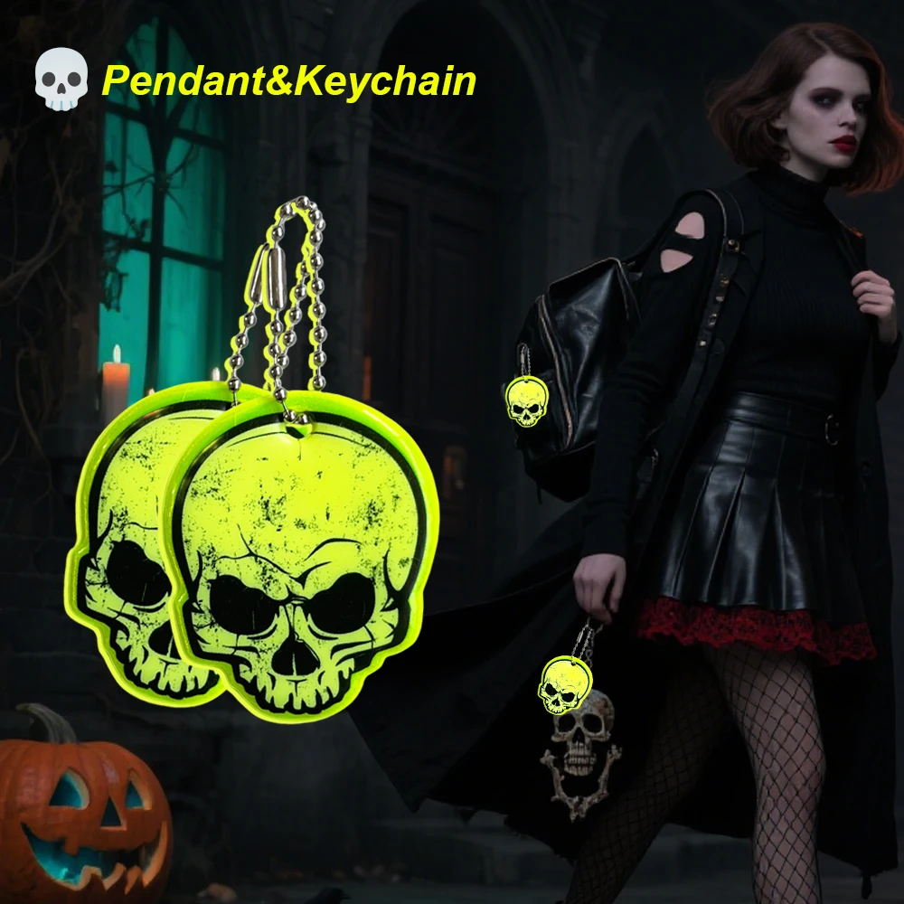 Lustiger Totenkopf-Anhänger, kreatives, modisches Nachtdekorations-Schlüsselanhänger-Rucksack-Accessoire, kleines Halloween-Geschenk – Detail 1