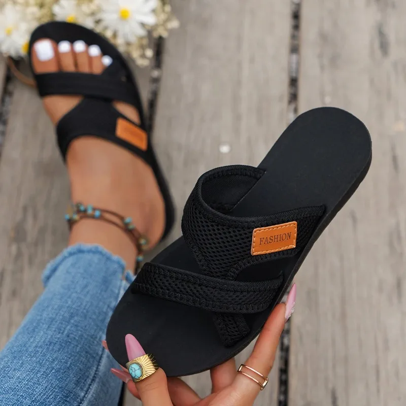 Fashionable and Versatile Sports-Style Women's Sandals Mesh Fabric, Breathable Comfortable, Skin-Friendly